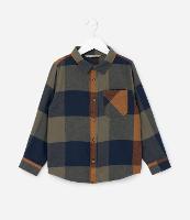 Camisa Infantil em Flanela com Estampa Xadrez - Tam 5 a 14 Anos - 1