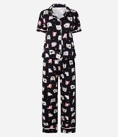 Pijama Americano Longo em Viscose com Estampa de Pets - 1