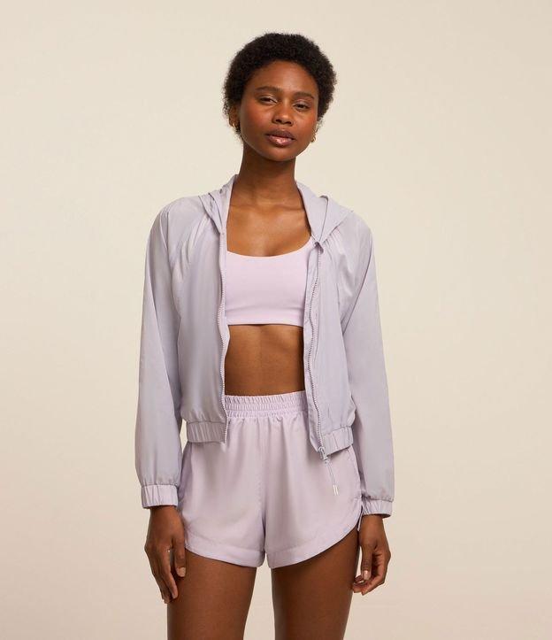 Jaqueta Cropped Quebra Vento com Capuz - 1