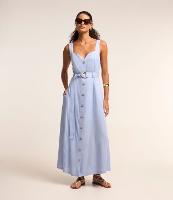 Vestido Midi Sem Manga em Viscolinho com Decote Coração - 1