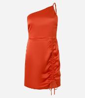 Vestido Curto em Cetim com Puxadinho e Fenda - 1