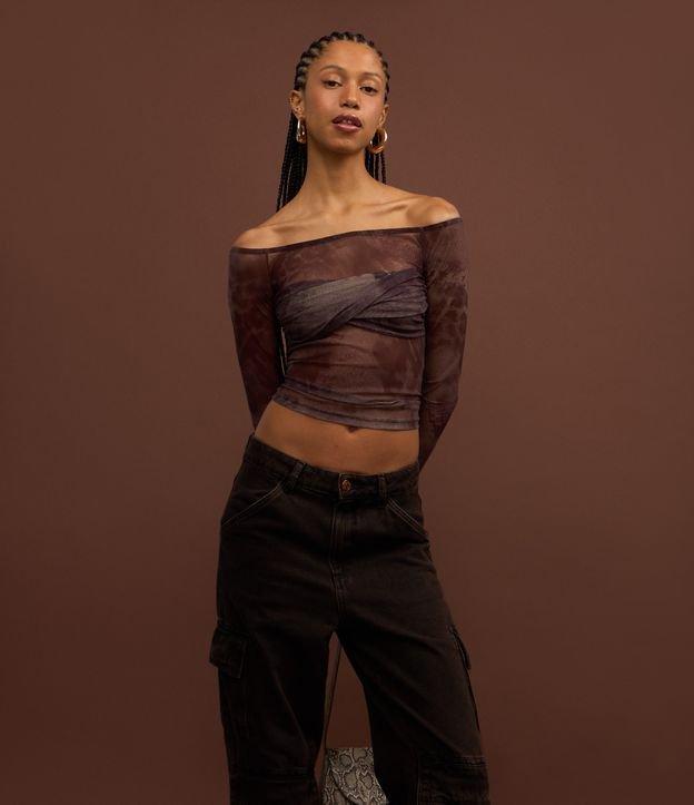 Calça Reta em Jeans com Bolso Cargo - 3