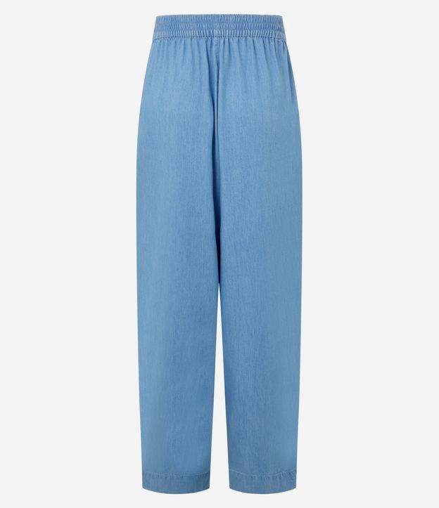 Calça Reta em Jeans com Cós Elástico Diferenciado - 1