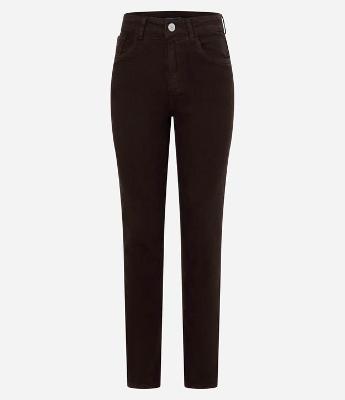 Calça Slim Cintura Média em Jeans com Elastano e Fenda