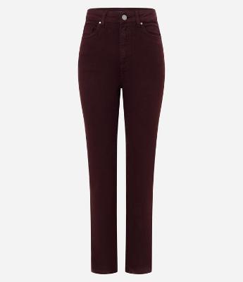 Calça Slim Cintura Média em Jeans com Elastano e Fenda