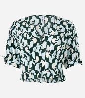 Blusa Cropped em Crepe com Estampa de tucaninhos - 1