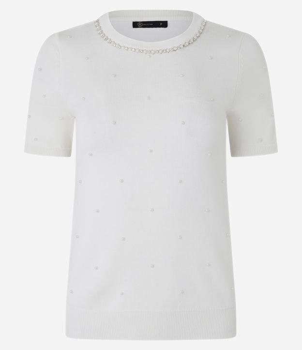 Blusa em Tricô com Aplicação de Pérolas e Strass - 1