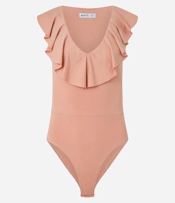 Body em Microfibra com Babado no Decote