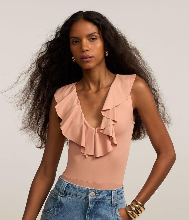 Body em Microfibra com Babado no Decote - 2