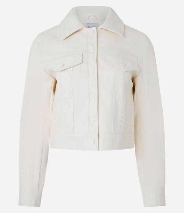 Jaqueta Boxy em Pu com Bolsos e Botões - 1