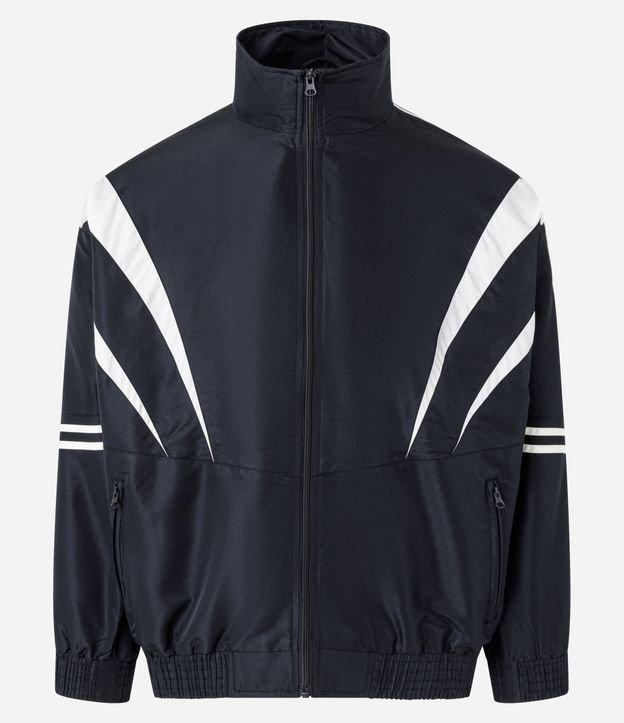 Jaqueta Corta Vento com Gola Alta e Recortes Contrastantes - 1