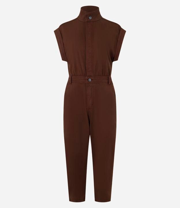 Macacão em Sarja Sem Manga com Botão Duplo - 1