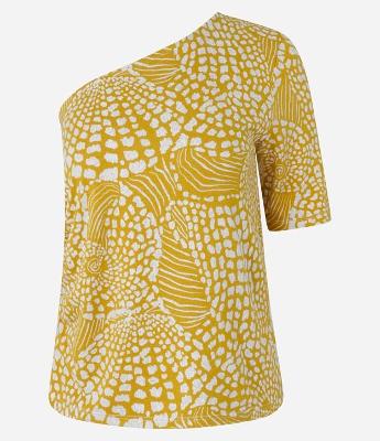 Blusa Ombro Só em Viscose com Estampa Conchas