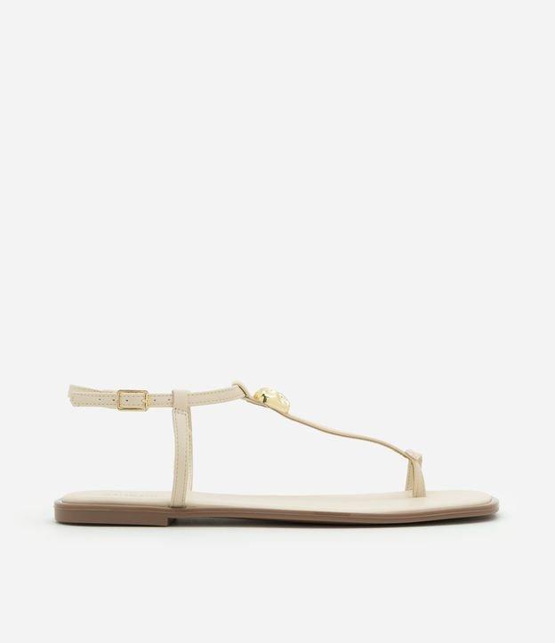 Rasteira em PU Liso com Detalhe Orgânico em Metal - 1