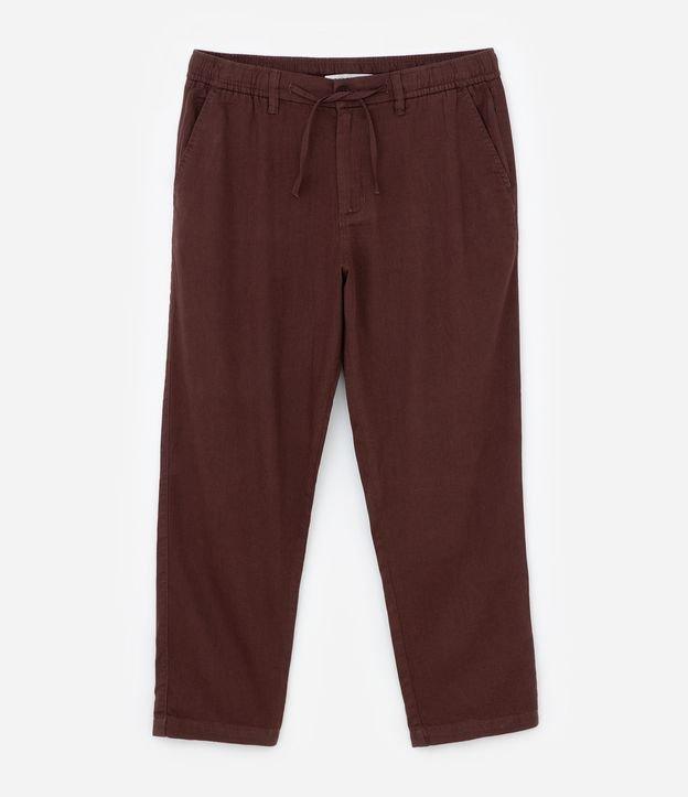 Calça Texturizada com Cós Elástico e Amarração - 1