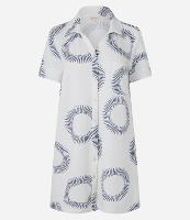 Camisola Curta em Viscose com Gola Camisa e Estampa de Círculos - 1