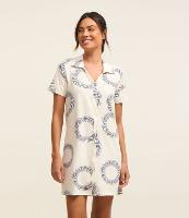 Camisola Curta em Viscose com Gola Camisa e Estampa de Círculos - 2