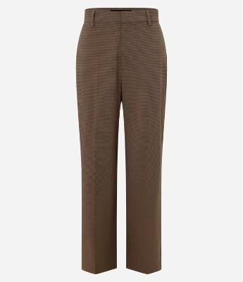 Calça Reta em Alfaiataria Xadrez