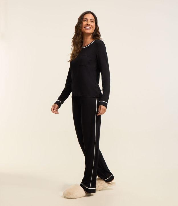 Pijama Longo em Viscose com Viés Contrastante - 2