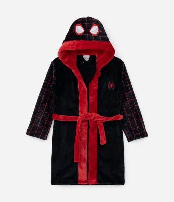 Roupão Infantil com Bordado Homem-Aranha Miles Morales - Tam 3 a 12 Anos