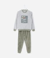 Pijama Longo Infantil com Estampa Dino Skatista - Tam 5 a 14 Anos - 1