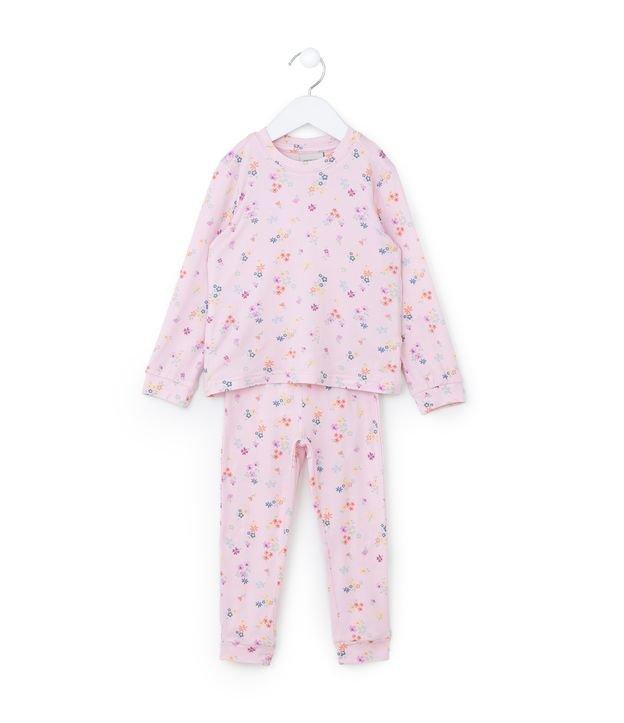 Pijama Longo Infantil com Estampa Floral - Tam 2 a 4 Anos - 1