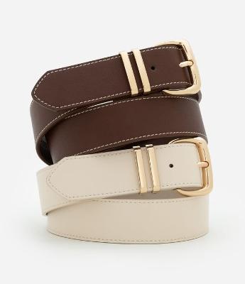 Kit 02 Cintos em PU com Fivela Quadrada
