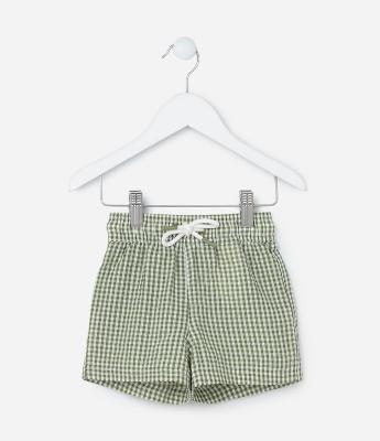 Bermuda Infantil com Estampa Xadrez - Tam 1 a 5 Anos