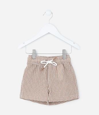 Bermuda Infantil com Estampa Xadrez - Tam 1 a 5 Anos