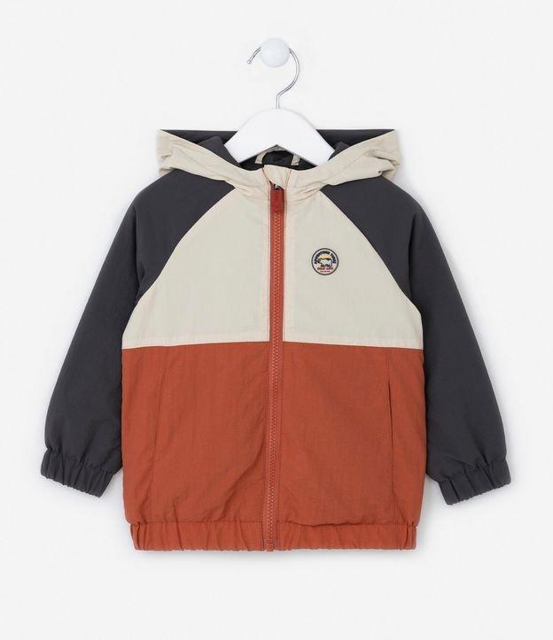 Jaqueta Corta Vento Infantil com Capuz e Bloco de Cores - Tam 1 a 5 anos - 1