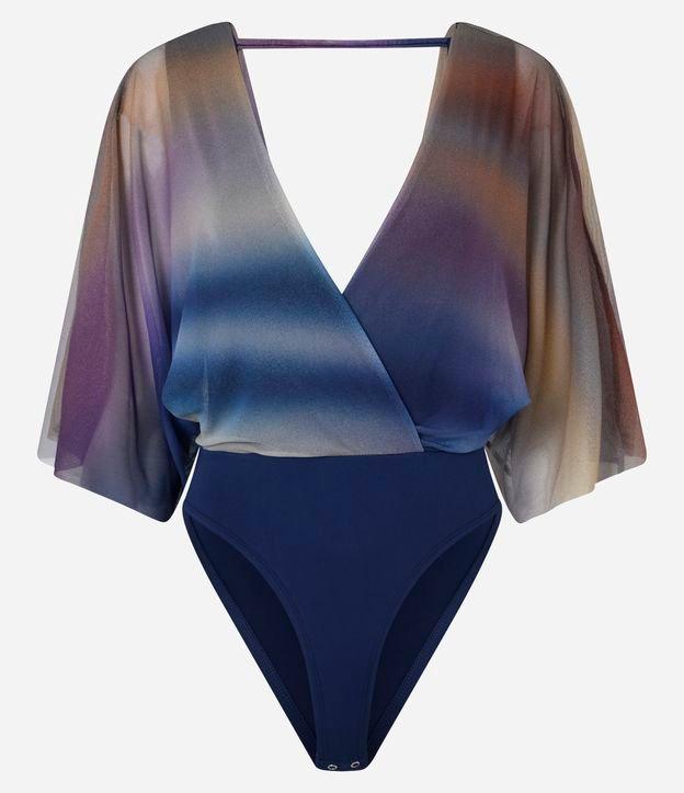 Body em Tule Transpassado com Decote em V Degradê - 1