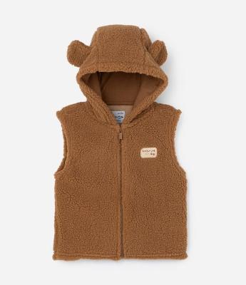 Colete Infantil em Sherpa com Capuz e Orelhinhas - Tam 1 a 5 Anos