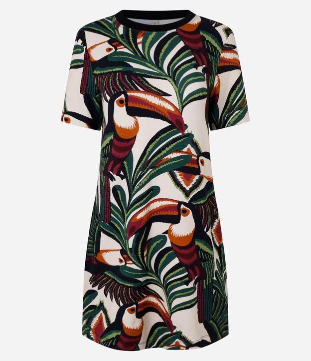 Vestido T-shirt com Estampa de Folhagens - 1