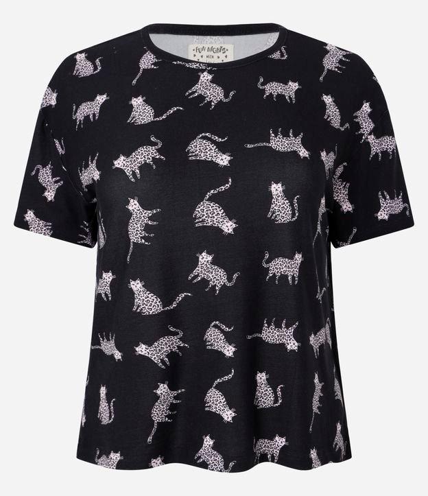 Blusa de Pijama com Estampa de Gatos Onça - 1
