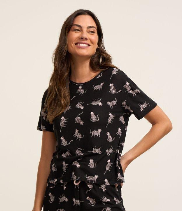 Blusa de Pijama com Estampa de Gatos Onça - 2