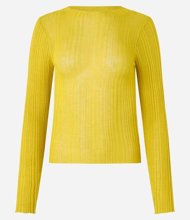 Blusa Tricô Canelada com Gola Alta - 1