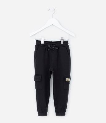 Calça Jogger Infantil em Moletom com Bolso Cargo - Tam 1 a 5 Anos
