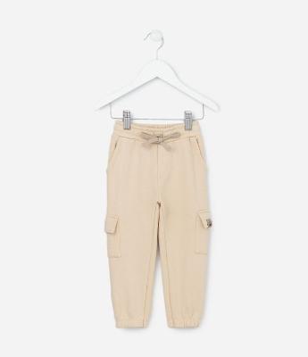 Calça Jogger Infantil em Moletom com Bolso Cargo - Tam 1 a 5 Anos