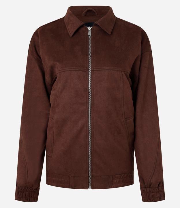 Jaqueta Bomber em Suedine com Zíper Frontal - 1