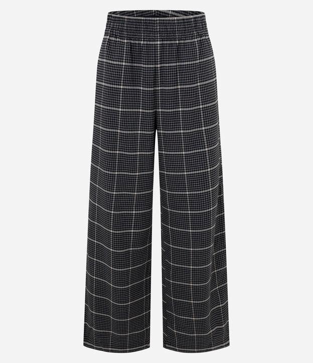 Calça Pantalona em Polivelour Flanelado e Estampada Xadrez - 1