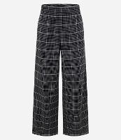 Calça Pantalona em Polivelour Flanelado e Estampada Xadrez - 1