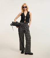 Calça Pantalona em Polivelour Flanelado e Estampada Xadrez - 2