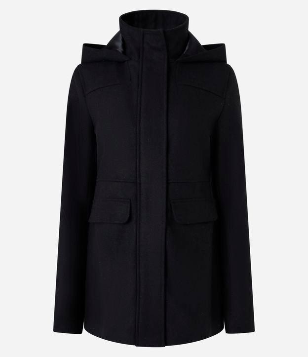 Jaqueta Alongada em Polyvelour com Capuz e Bolsos - 1