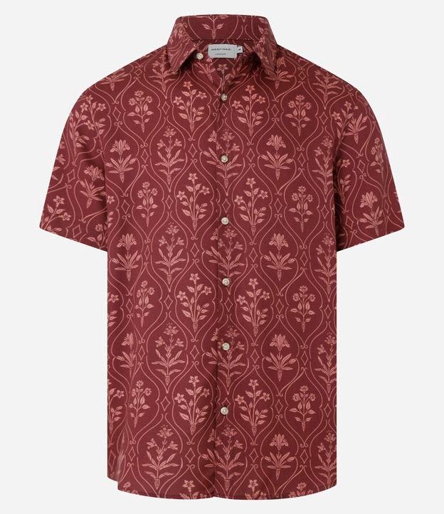 Camisa Regula em Viscose com Textura e Estampa de Lenço - 1