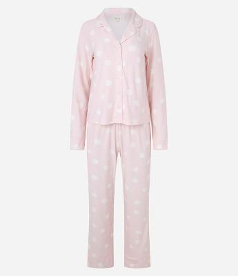 Pijama Longo com Toque Suave e Estampa de Poá