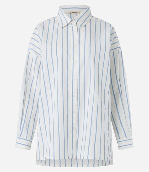 Camisa Manga Longa Listrada em Tricoline - 1