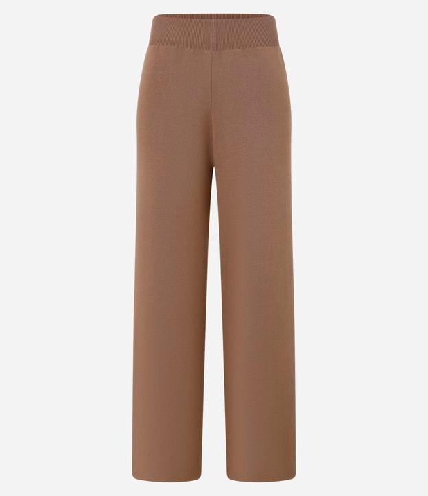 Calça Reta em Tricô com Cós Elástico - 1