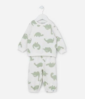 Conjunto Infantil Quentinho com Estampa Dinos - Tam 0 a 18 meses