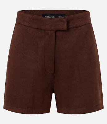 Short Curto em Suedine com Fechamento Deslocado