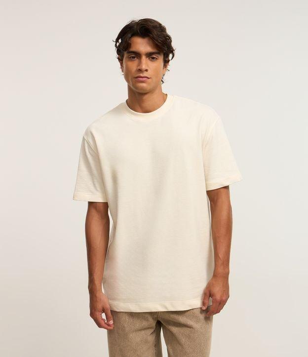 Camiseta em Algodão Texturizado em Gola Redonda - 1